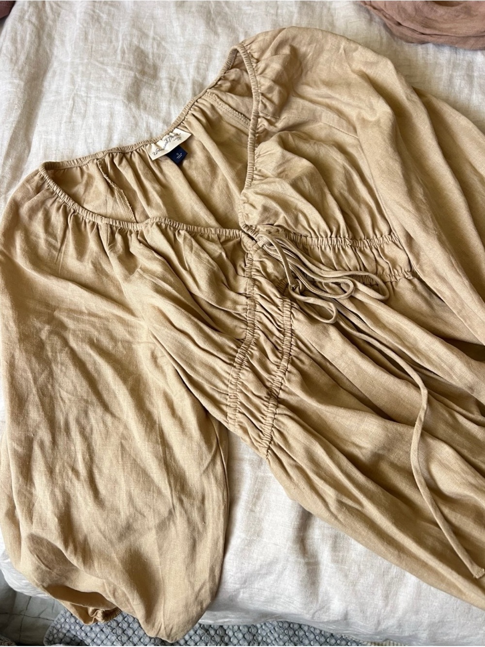 Linen blend midi dress